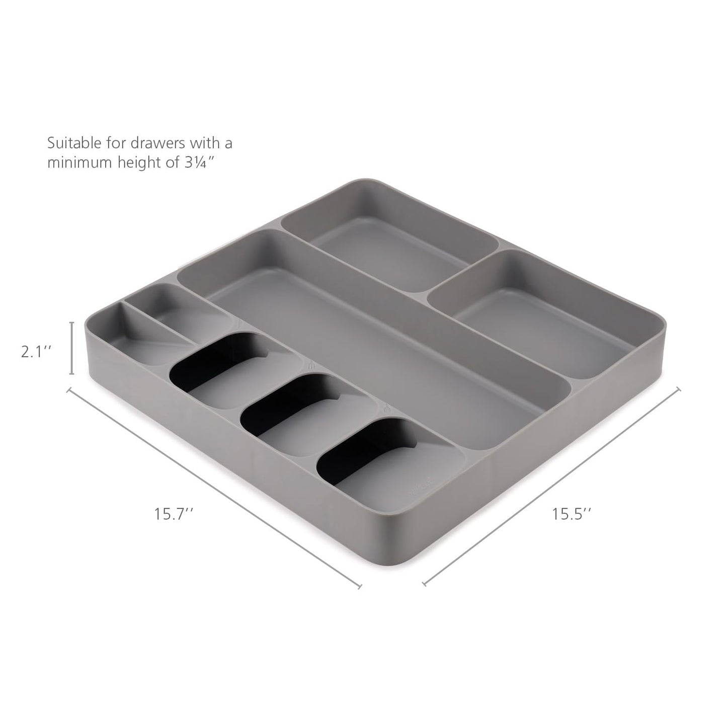 Joseph Joseph DrawerStore Compact Utensil Organizer For Kitchen Drawer Silverware, Flatware Tray, Small, Grey