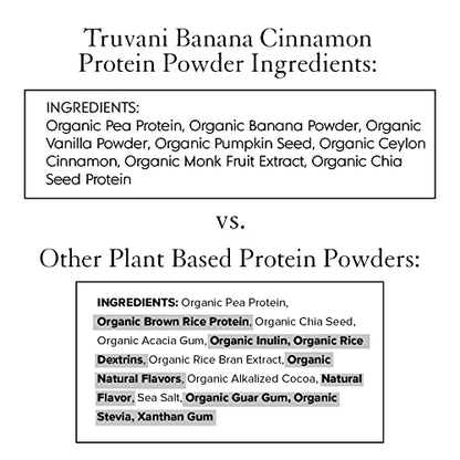 Truvani Vegan Pea Protein Powder | Banana Cinnamon | 20g Organic Plant Based Protein | 1 Serving | Keto | Gluten & Dairy Free | Low Carb | No Added Sugar