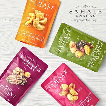 Sahale Snacks Glazed Mix Nut Blend Variety Pack, 1.5 Oz Grab & Go Bags (12 Total Packs) - Four Different Dry-Roasted Deluxe Mixed Nuts Blends Included - Non-GMO Kosher & Certified Gluten-Free Snacks