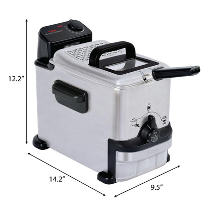 T-fal 3.5L Stainless Steel Deep Fryer with Basket, 1700W, Oil Filtration, Temp Control, Digital Timer, Dishwasher Safe Parts