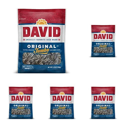 DAVID Roasted and Salted Original Jumbo Sunflower Seeds, 5.25 Ounce (Pack of 1)