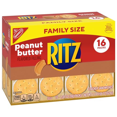 RITZ Peanut Butter Sandwich Crackers, 48 Snack Packs (6 Boxes, 6 Crackers Per Pack)