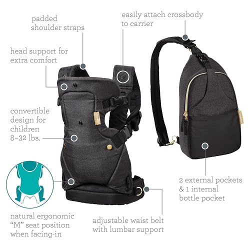 Infantino Flip Advanced 4-in-1 Carrier - Ergonomic, convertible, face-in and face-out front and back carry for newborns and older babies 8-32 lbs