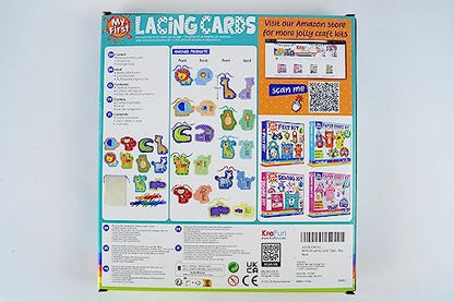 KRAFUN Beginner Preschool Lacing Card Kit for Kids Arts & Crafts, 5 Easy Safari and Animal Lacing Projects, Lacing Cards for Toddlers, Fine Motor Skills Training Toys