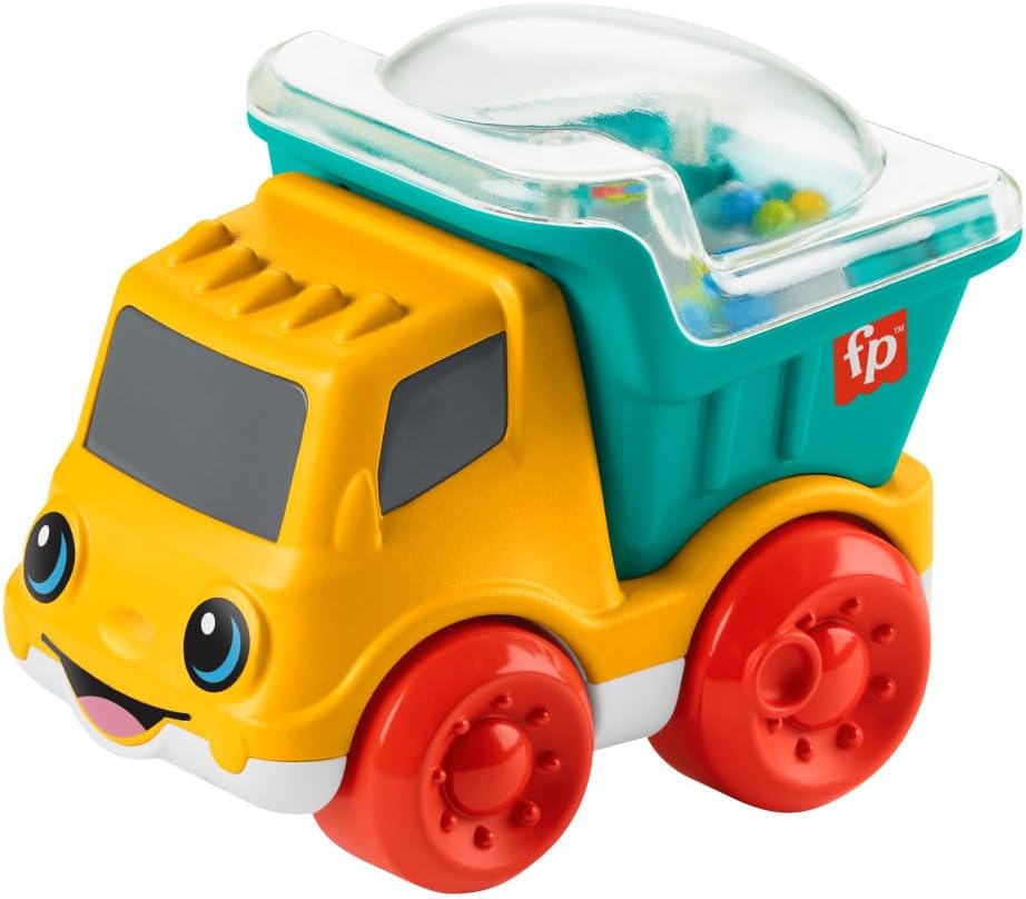 Fisher-Price Baby Toy Poppity Pop Dump Truck Push-Along Vehicle with Fine Motor Activities For Infants Ages 6+ Months