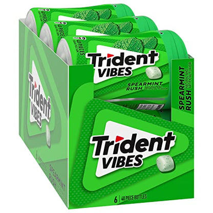 Trident Vibes Spearmint Rush Sugar Free Gum, 6 Bottles of 40 Pieces (240 Total Pieces)