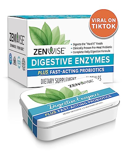 Zenwise Digestive Enzymes - Probiotic Multi Enzymes with Probiotics and Prebiotics for Digestive Health + Bloating Relief for Women and Men, Bromelain and More for Gut Health and Digestion - 15 Count