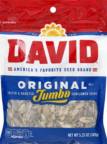 DAVID Roasted and Salted Original Jumbo Sunflower Seeds, 5.25 Ounce (Pack of 1)