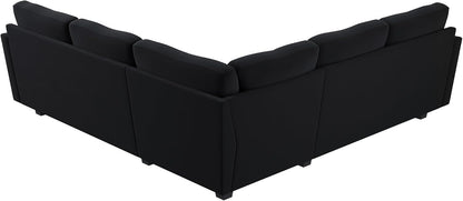 HONBAY Convertible Sectional Sofa L Shaped Couch for Small Apartment Reversible Sectional Couch for Living Room,Velvet Black