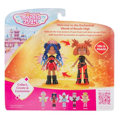 Royale High 3” Fire Fairy Fashion Doll - 1 Figure with 9 Fashion Accessories - Virtual Item Code Included - Series 1 - Ages 5+