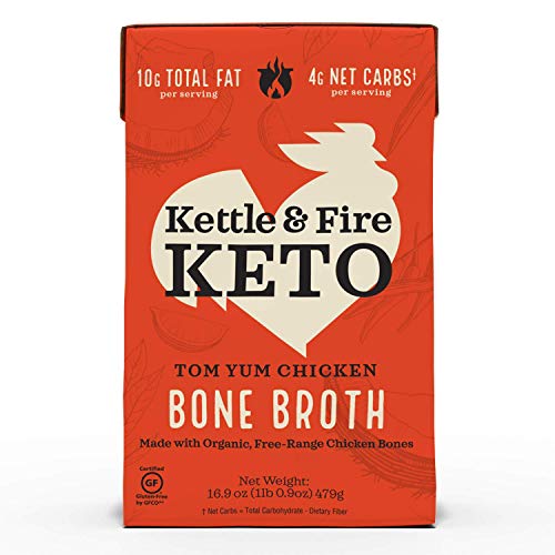 Kettle and Fire Classic Beef Bone Broth, Keto, Paleo, and Whole 30 Approved, Gluten Free, High in Protein and Collagen (6 Pack)