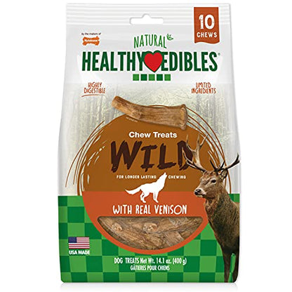 Nylabone Healthy Edibles WILD Natural Long-Lasting Bison Flavor Bone Chew Treats for Dogs, Medium (2 Count)