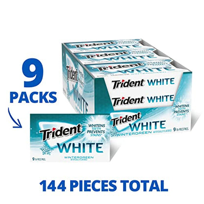 Trident White Peppermint Sugar Free Gum, 16 Count (Pack of 9)