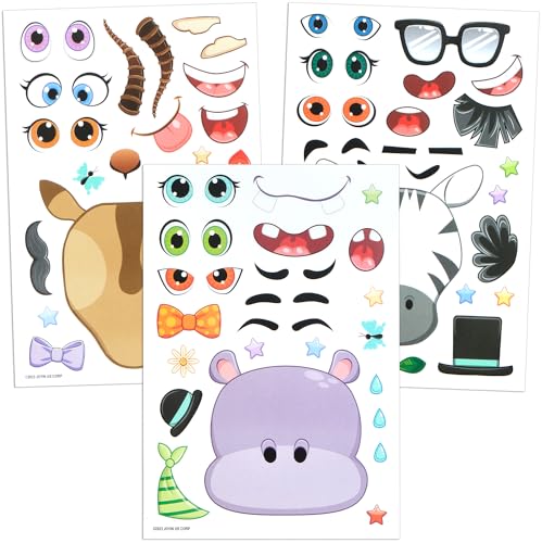 JOYIN 36 PCS 9.8”x6.7" Make a face Stickers for kids, Make Your Own Dinosaur Fantasy Animal Mix and Match Sticker Sheets Kids Crafts Party Favors Goodie Bags Stuffers for Kids