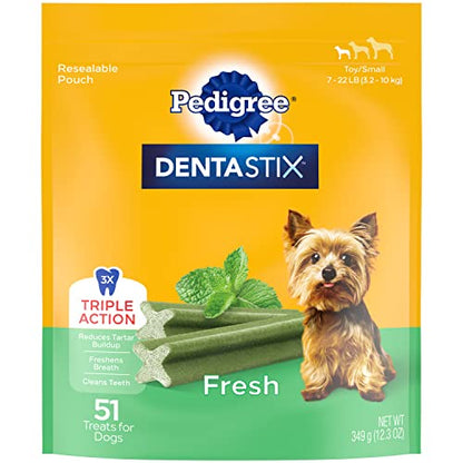 PEDIGREE DENTASTIX Dual Flavor Small Dog Dental Treats, Bacon & Chicken Flavors Dental Bones, 5.08 oz. Pack (24 Treats)