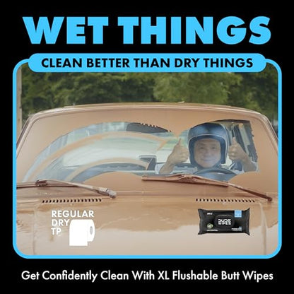 DUDE Wipes - On-The-Go Flushable Wipes - 1 Pack, 30 Wipes - Unscented Extra-Large Individually Wrapped Adult Wet Wipes - Vitamin E & Aloe - Septic and Sewer Safe