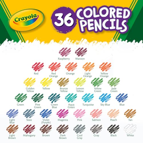 Crayola Colored Pencils (36ct), Kids Pencils Set, Art Supplies, Great for Coloring Books, Classroom Pencils, Nontoxic, 3+