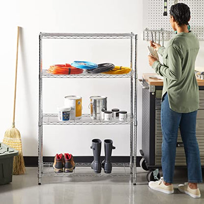 Amazon Basics 3-Shelf Adjustable, Heavy Duty Storage Shelving Unit (250 lbs loading capacity per shelf), Steel Organizer Wire Rack, 23.2"L x 13.4"W x 30"H, Black