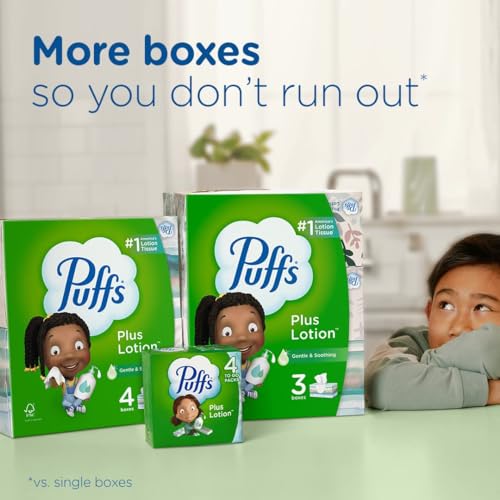 Puffs Plus Lotion Facial Tissue, 1 Family Box, 124 Tissues Per Box