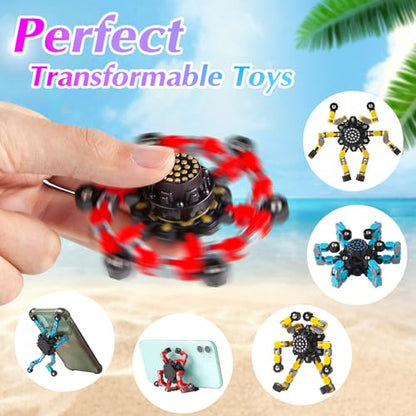 Transformable Fidget Spinners 4 Pcs for Kids and Adults Stress Relief Sensory Toys for Boys and Girls Fingertip Gyros for ADHD Autism for Kids Gifts (Fidget Toy 4pc)