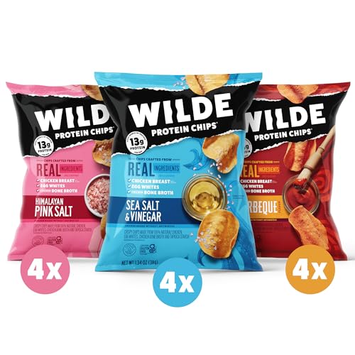 WILDE Spicy Protein Chips Variety Pack, Buffalo, Spicy Queso, Nashville Hot, Thin and Crispy, Protein Snack, Keto Chips, Made with Real Ingredients, 1.34oz Bags (Pack of 12)…