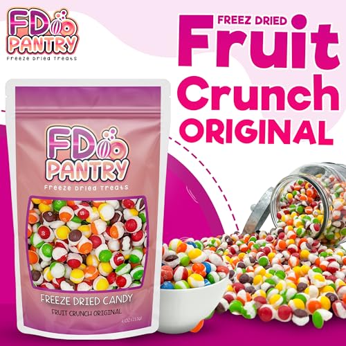 Fruit Crunch Original Candy Freeze Dried 16 oz 1 pound - Assortment Strawberry, Orange, Lemon, Grape, Lime Flavors Large 1lb Big Bag Pouch - Ideal Gift Snack 16oz