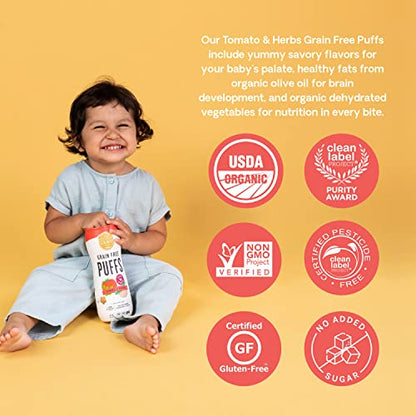 Serenity Kids 6+ Months Grain Free Puffs Toddler & Baby Snack | No Added Sugar, Gluten & Rice Free, Allergen Free | Made with Organic Cassava, Veggies, and Herbs | Puffs Variety Pack | 6 Count