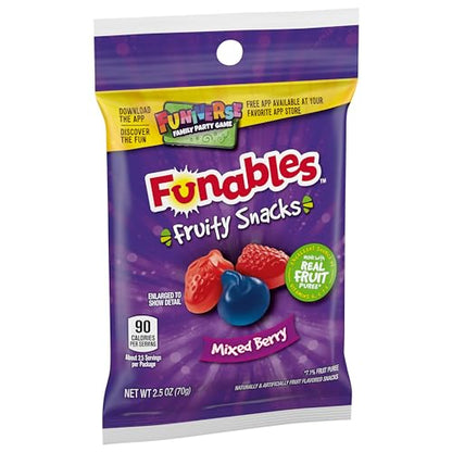 Funables Fruity Snacks, Mixed Berry, Flavored Snacks, Back to School Snack for Lunch, 32 oz 40 ct