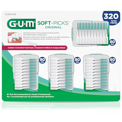 GUM Soft-Picks Original, Easy to Use Dental Picks for Teeth Cleaning and Gum Health, Disposable Interdental Brushes with Convenient Carry Case, Dentist Recommended Dental Picks, 270ct