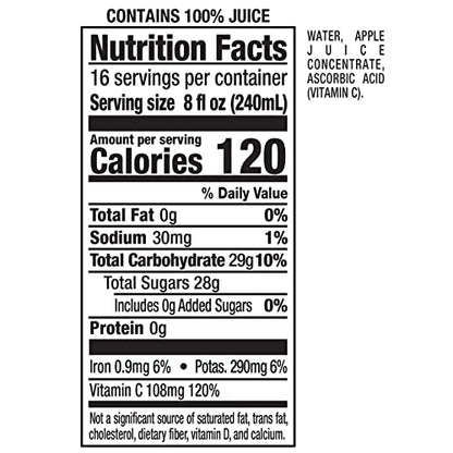 Mott's 100% Original Apple Juice, 8 Fl Oz Bottles, 24 Count (4 Packs Of 6), 2 Servings Of Fruit, 100% Fruit Juice, Gluten-free, Caffeine-free, Kosher, Contains No Artificial Colors Or Sweeteners