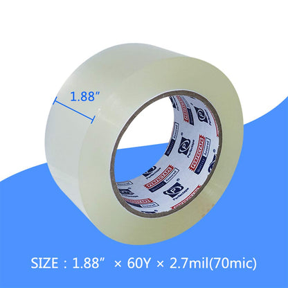 Heavy Duty Packing Tape 6 Rolls, Total 360Y, Clear, 2.7 mil, 1.88 inch x 60 Yards, Ultra Strong, Refill for Packaging and Shipping