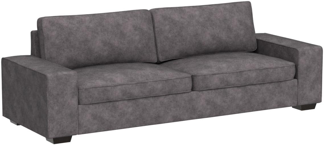 LEISLAND 88.58" Modern Sofas Couches for Living Room, Chenille Deep Seat Sofas & couches with Metal, Removable Low-Back Sofa Cushion and Detachable Sofa Cover/Easy to Install(Dark Grey)