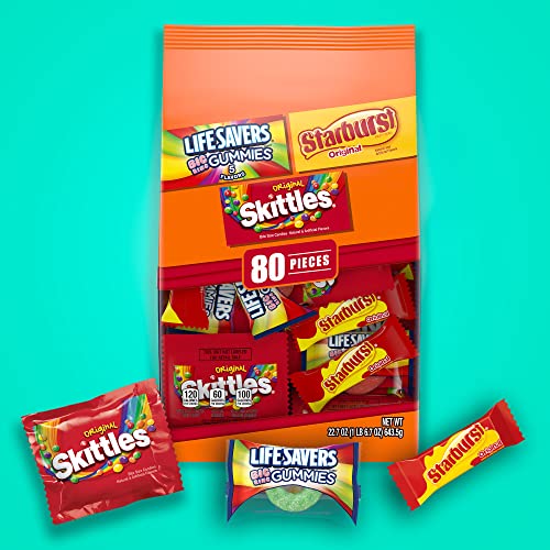 SKITTLES & STARBURST Assorted Halloween Chewy Candy Fun Size, 20.13oz