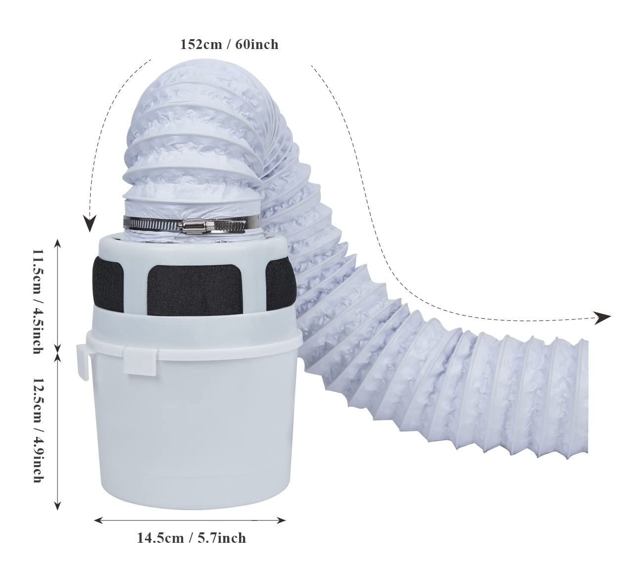 VIWINVELA Indoor Dryer Vent Kit Bucket Lint Trap Dryer Vent (Black Dryer Vent Box - No Duct Included)