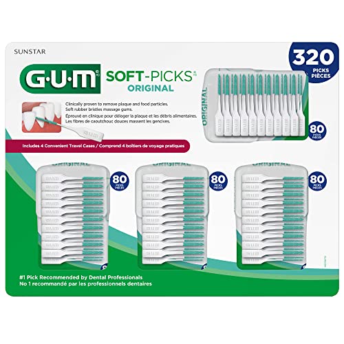 GUM Soft-Picks Original, Easy to Use Dental Picks for Teeth Cleaning and Gum Health, Disposable Interdental Brushes with Convenient Carry Case, Dentist Recommended Dental Picks, 270ct