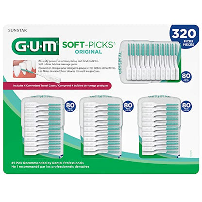 GUM Soft-Picks Original, Easy to Use Dental Picks for Teeth Cleaning and Gum Health, Disposable Interdental Brushes with Convenient Carry Case, Dentist Recommended Dental Picks, 270ct