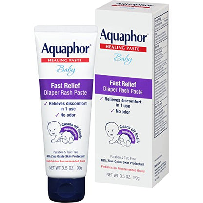 Aquaphor Baby Diaper Rash Paste - For Serious Diaper Rash and Flare-ups - 3.5 Oz. Tube