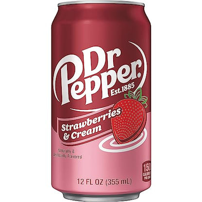 Dr Pepper Zero Strawberries and Cream Soda, 12 fl oz cans, 12 Pack