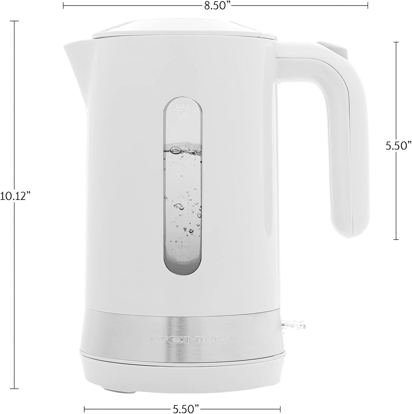 OVENTE Electric Kettle, Hot Water, Heater 1.7 Liter - BPA Free Fast Boiling Cordless Water Warmer - Auto Shut Off Instant Water Boiler for Coffee & Tea Pot - White KP72W