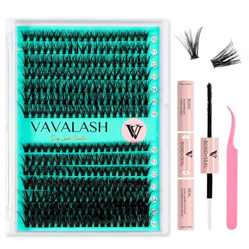 VAVALASH DIY Lash Extension Kit 280 Clusters Individual Lashes Kit 30D 40D 0.07D-10-16mm Lash Clusters, Lash Bond and Seal, Lash Tweezer for DIY Eyelash Extension at Home（Kit-30D+40D-0.07D-10-16MIX）