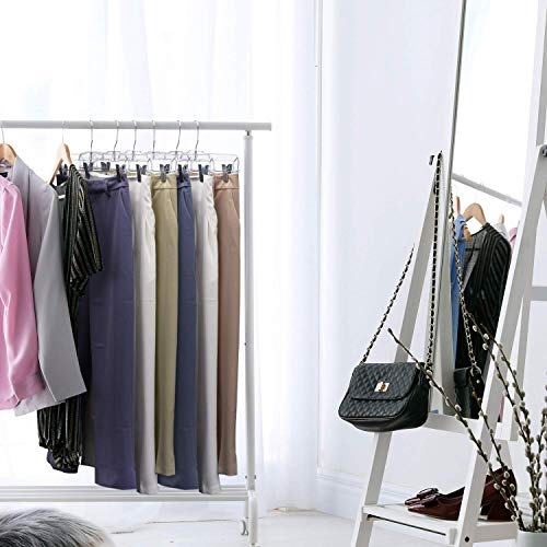 HOUSE DAY 12 Pack 14 inch Clear Plastic Skirt Hangers with Adjustable Clips, Pants Hangers 360-Rotating Swivel Hook, Clip Hangers for Pants, Trousers, Skirts, Jeans, Bulk Plastic Hangers