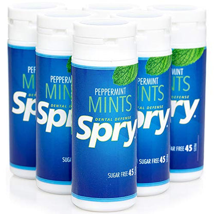 Spry Xylitol Peppermint Sugar Free Candy - Breath Mints That Promote Oral Health, Dry Mouth Mints That Increase Saliva Production, Stop Bad Breath, 240 Count (Pack of 1)