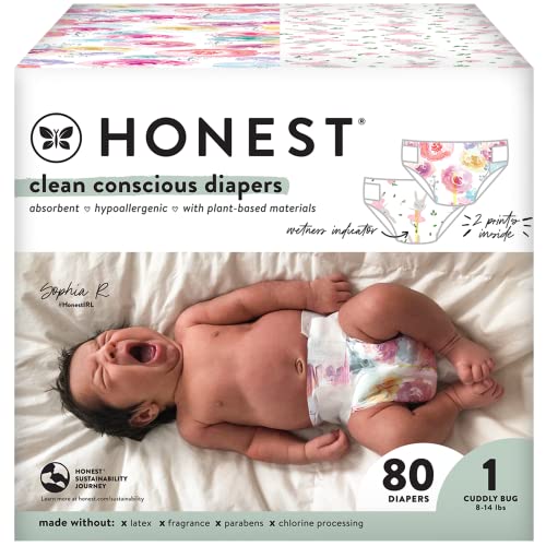 The Honest Company Clean Conscious Diapers | Plant-Based, Sustainable | Above It All + Pandas | Club Box, Size Newborn, 72 Count