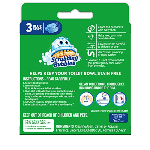 Scrubbing Bubbles Toilet Tablets, Continuous Clean Toilet Drop Ins, Helps Keep Toilet Stain Free and Helps Prevent Limescale Buildup, 3 Count, Pack Of 1