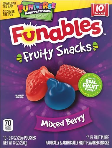 Funables Fruity Snacks, Mixed Berry, Flavored Snacks, Back to School Snack for Lunch, 32 oz 40 ct