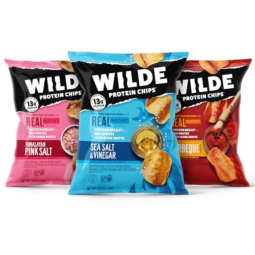 WILDE Spicy Protein Chips Variety Pack, Buffalo, Spicy Queso, Nashville Hot, Thin and Crispy, Protein Snack, Keto Chips, Made with Real Ingredients, 1.34oz Bags (Pack of 12)…