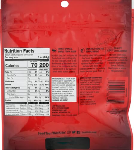 Jack Link's Beef Jerky 5 Count Multipack, Original, 5, 0.625 oz. Bags - Flavorful Meat Snack for Lunches, Ready to Eat - 7g of Protein, Made with 100% Beef - No Added MSG** or Nitrates/Nitrites