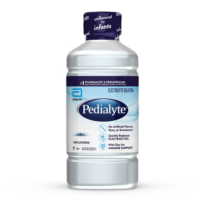 Pedialyte Electrolyte Solution, Unflavored, Hydration Drink, 33.8 Fl Oz. (Pack of 4)