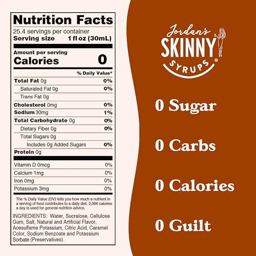 Jordan's Skinny Syrups Sugar Free Coffee Syrup, Vanilla Flavor Drink Mix, Zero Calorie Flavoring for Chai Latte, Protein Shake, Food and More, Gluten Free, Keto Friendly, 25.4 Fl Oz, 2 Pack