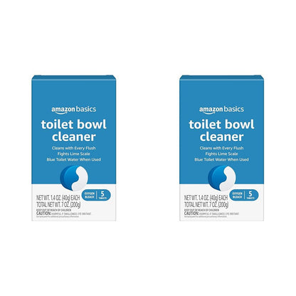 Amazon Basics Toilet Bowl Cleaner Blue Tablets with Oxygen Bleach, Unscented, 5 Count, Pack of 1